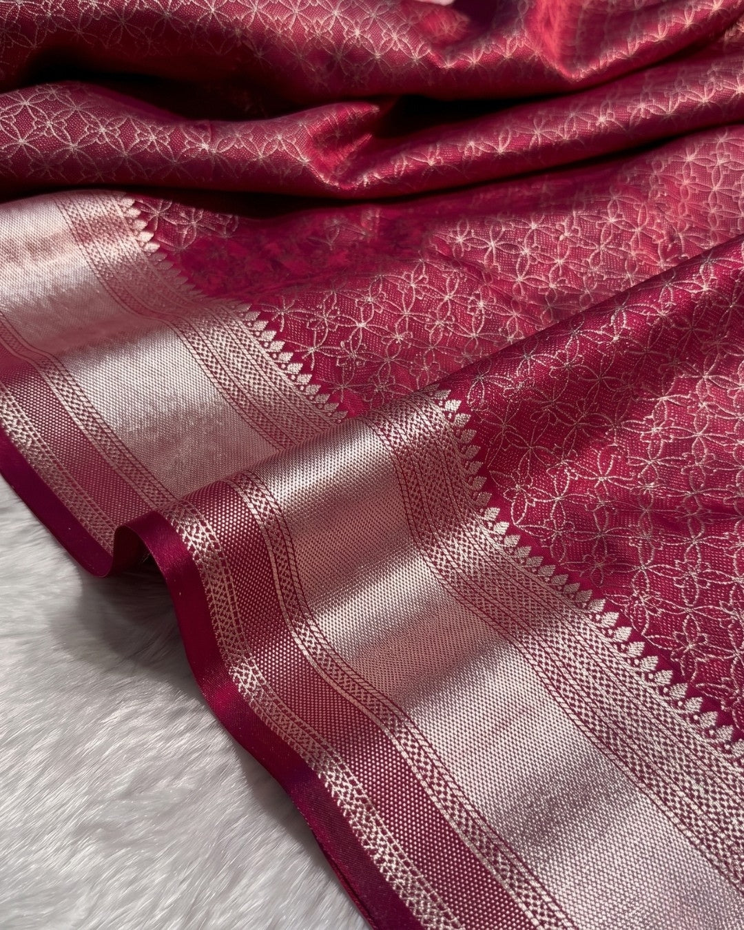Charita - Red Soft Banarasi Silk Saree