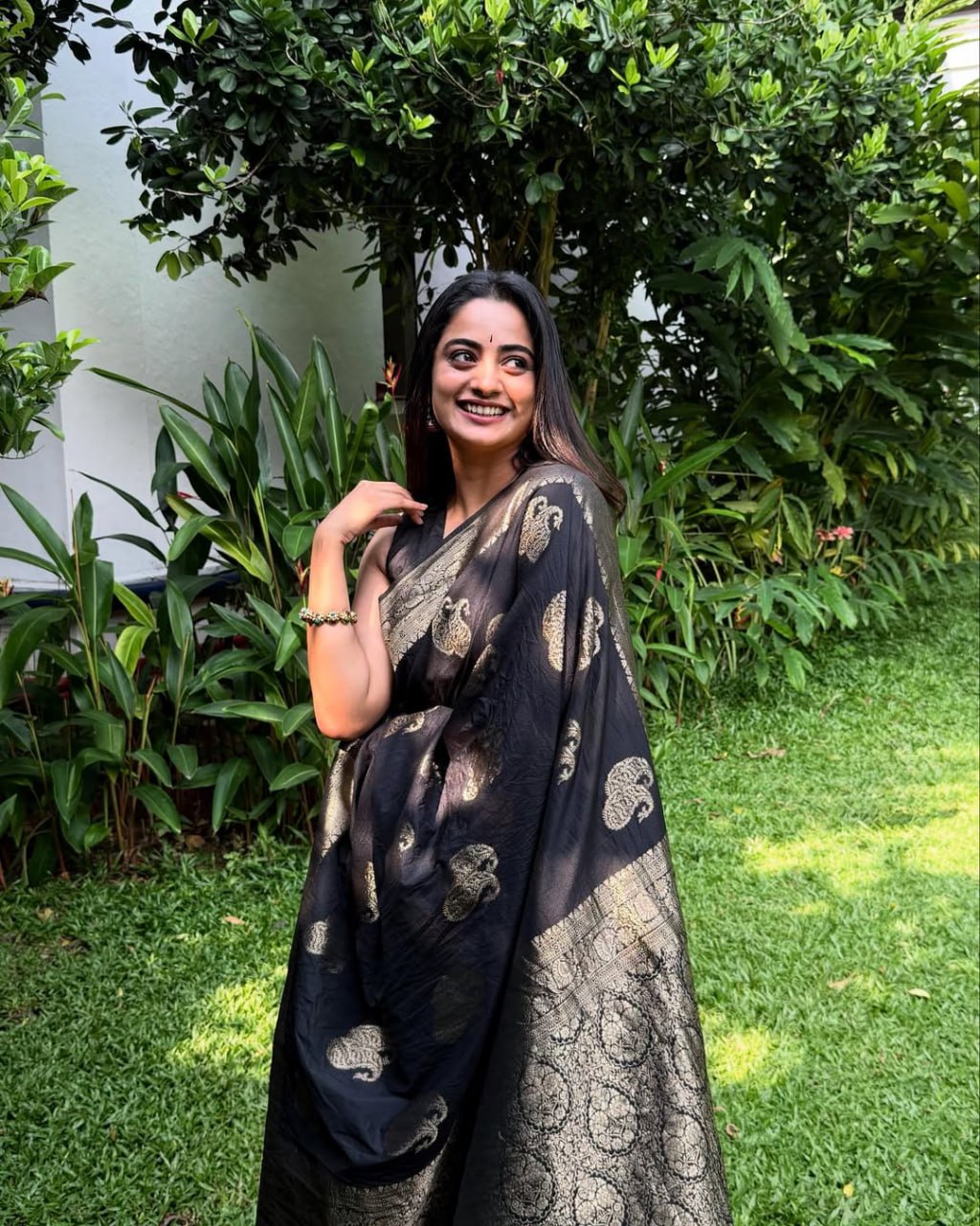 Kalyani - Black Banarasi Silk Saree with Antique Gold Zari Weaving