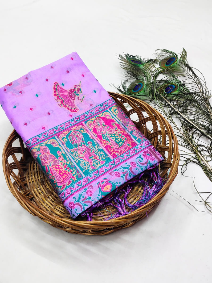 Sumati - Lavender Kashmiri Modal Silk Saree with Zari Weaving