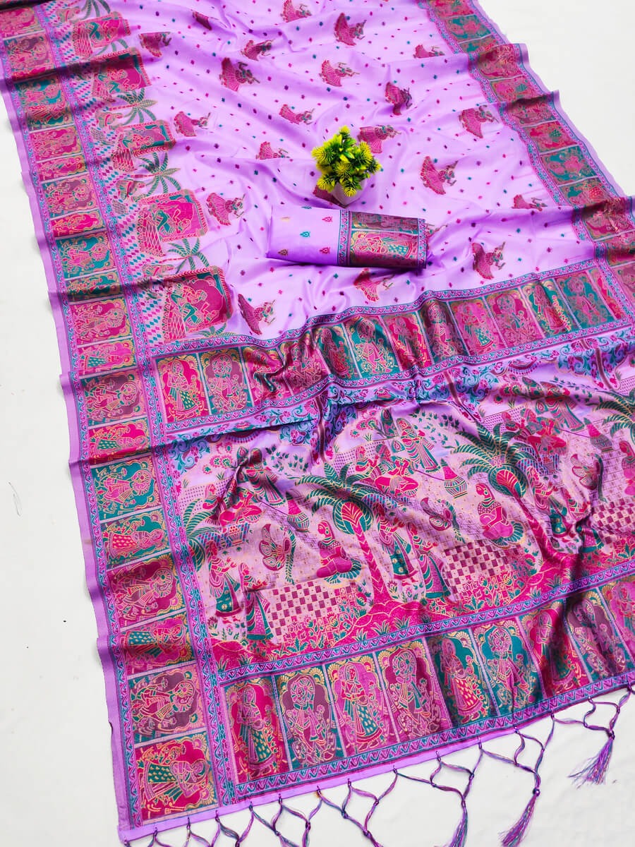 Sumati - Lavender Kashmiri Modal Silk Saree with Zari Weaving