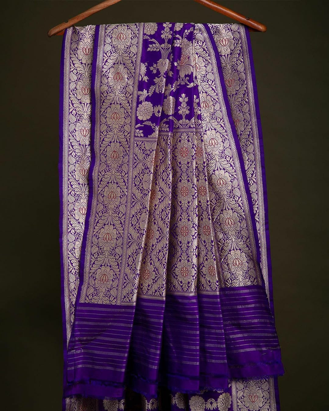Nitya - Purple Soft Banarasi Silk Saree with All-over Jacquard Weave