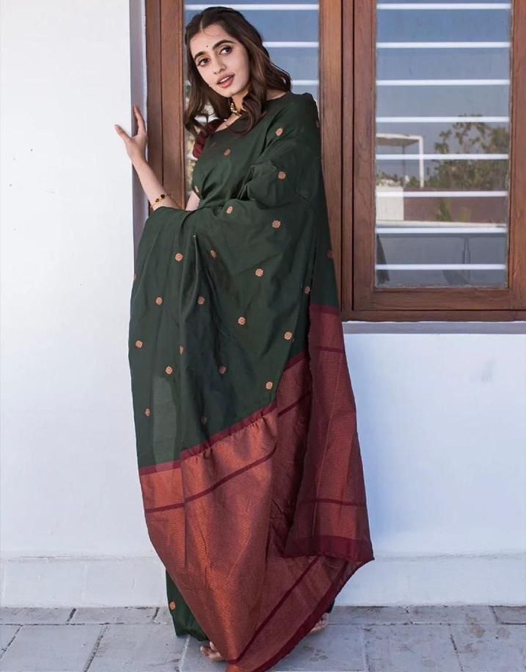 Puspa Green Kanchipuram Silk Saree