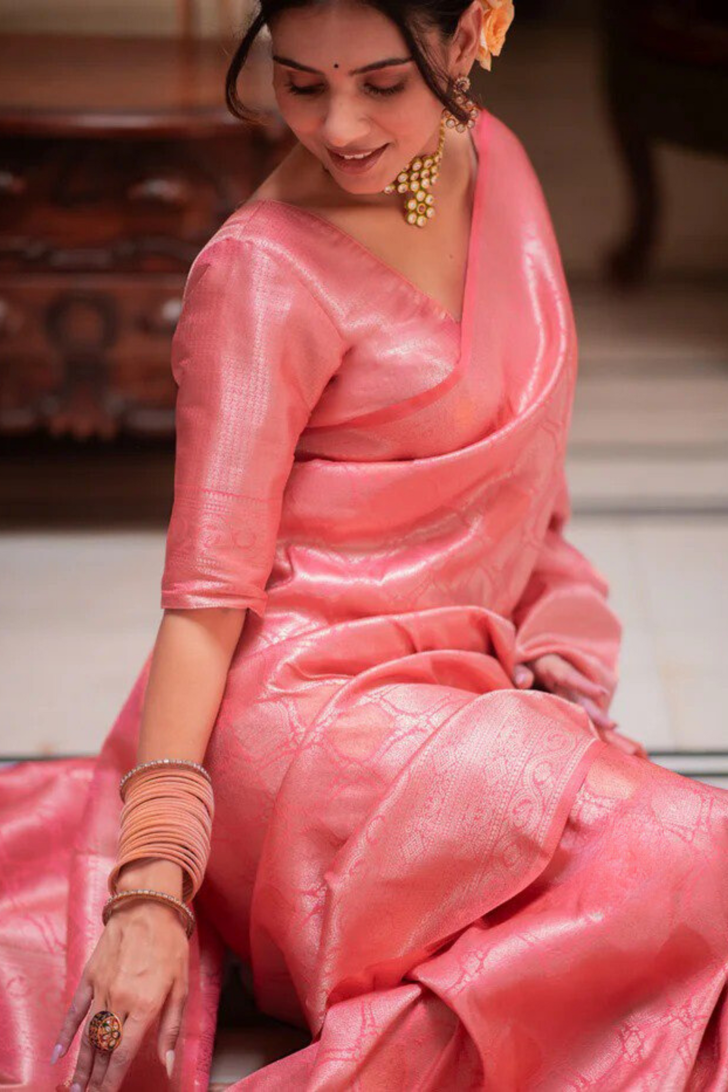 Blush Gleam - Banarasi Silk Saree