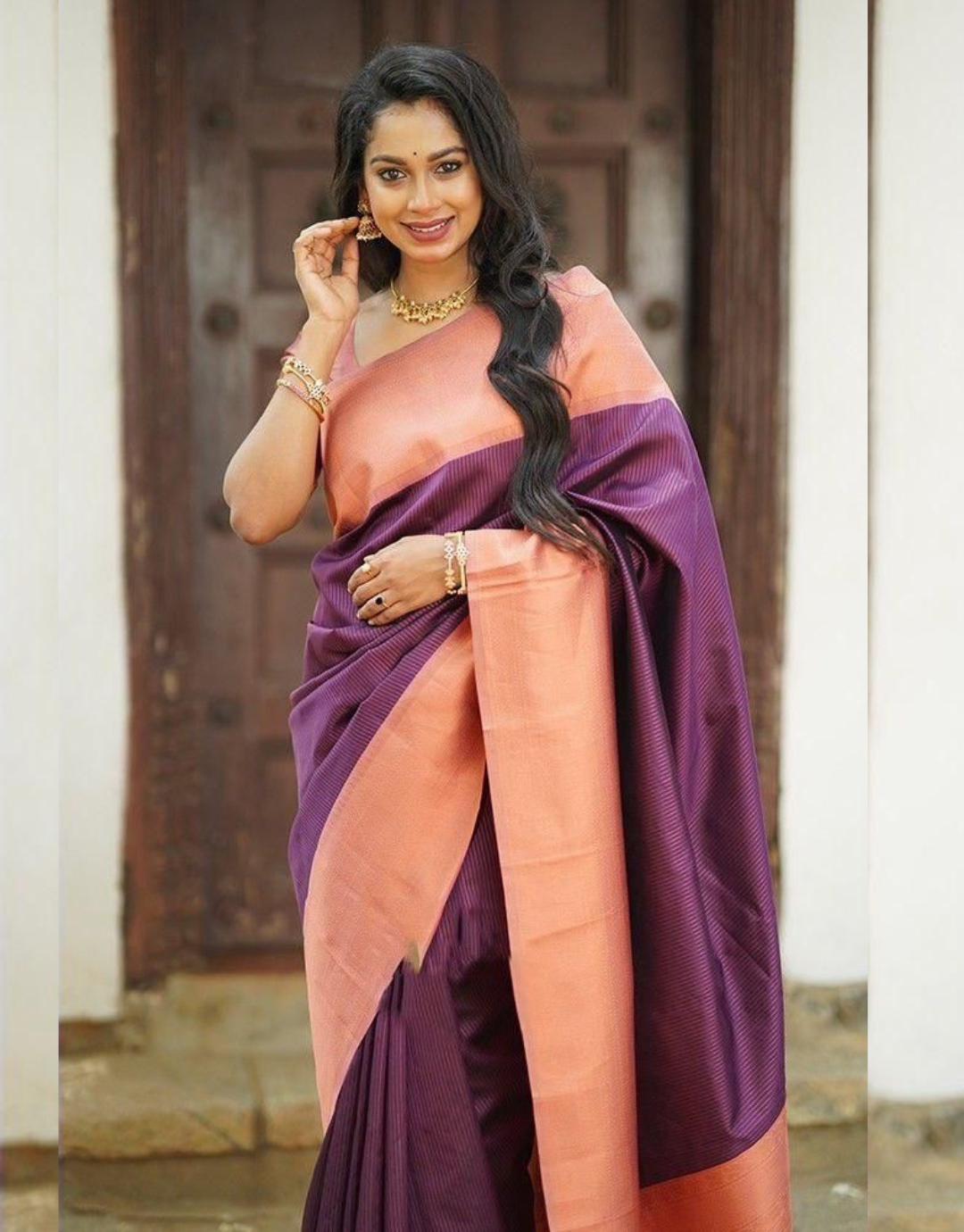 Urvashi Wine Soft Silk Saree