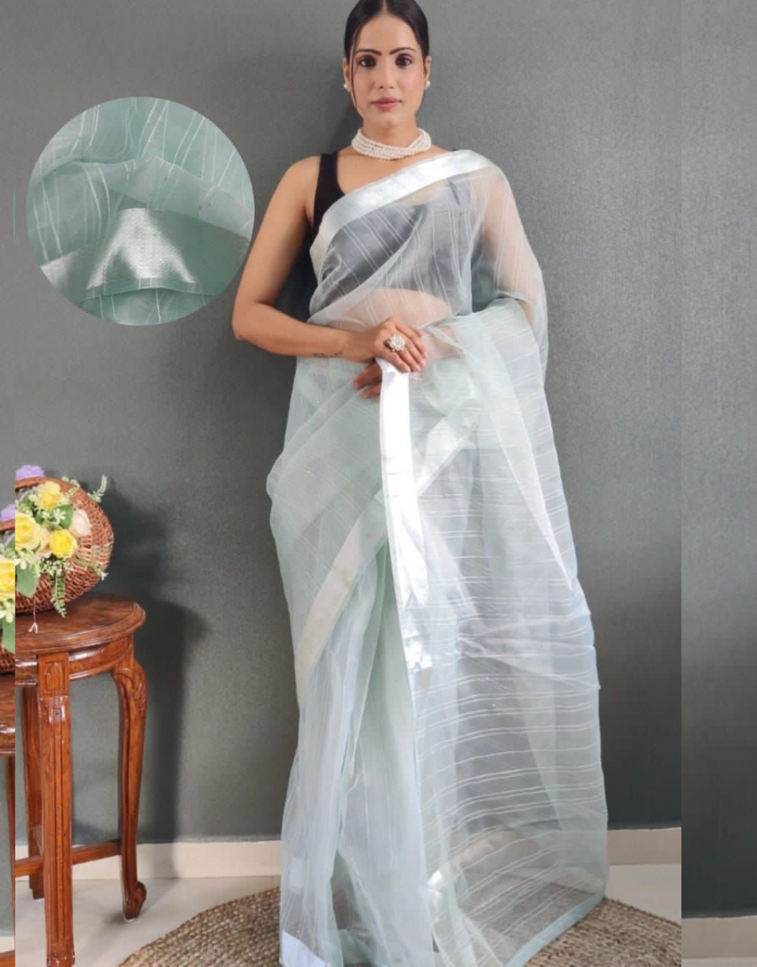 Meena Sky Ready To Wear Organza Saree