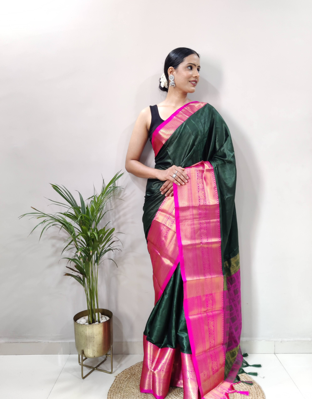 Anita Dark Green Soft Silk Saree