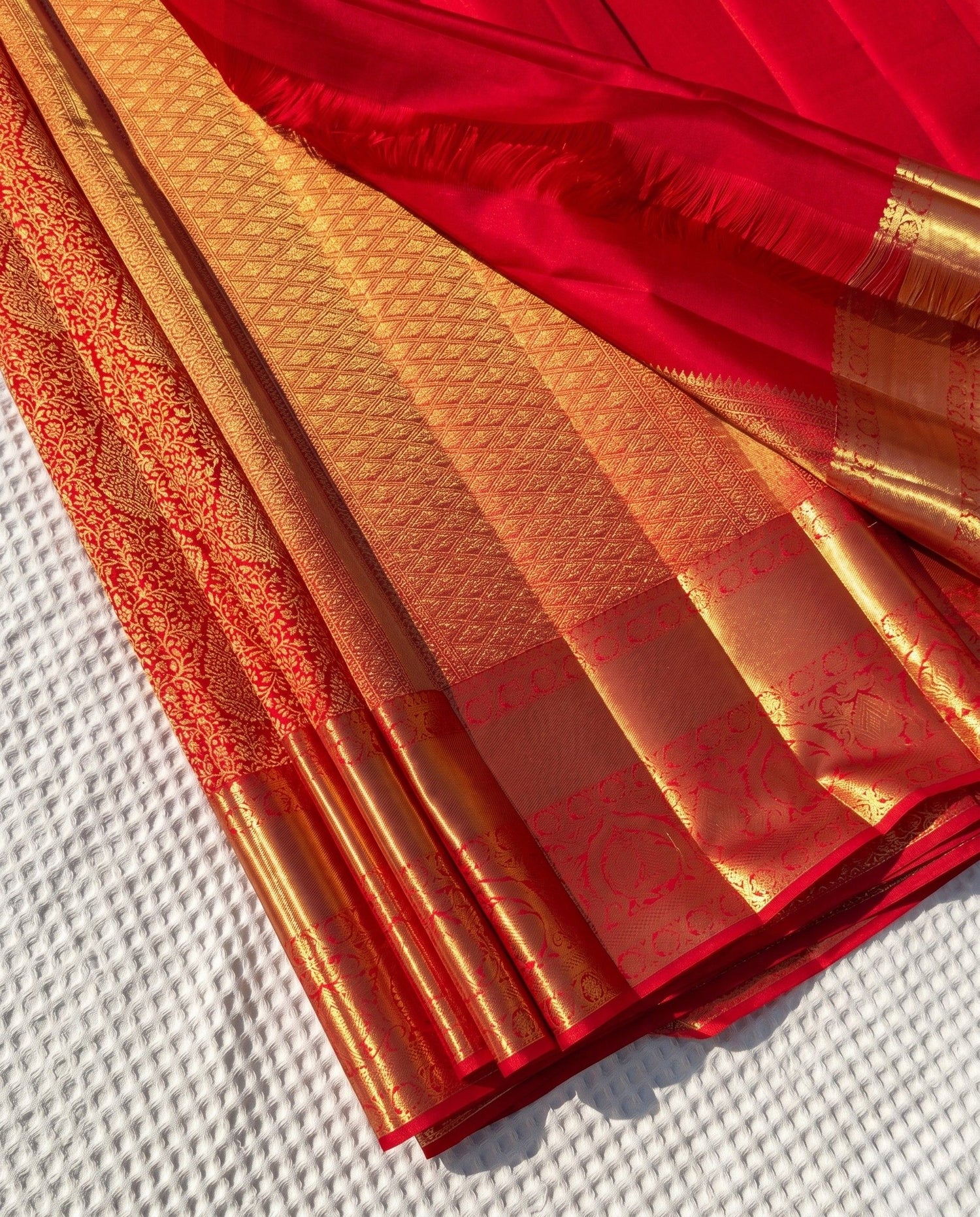 Nishi - Red Gold Traditional Zari Brocade Kanchipuram Silk Saree