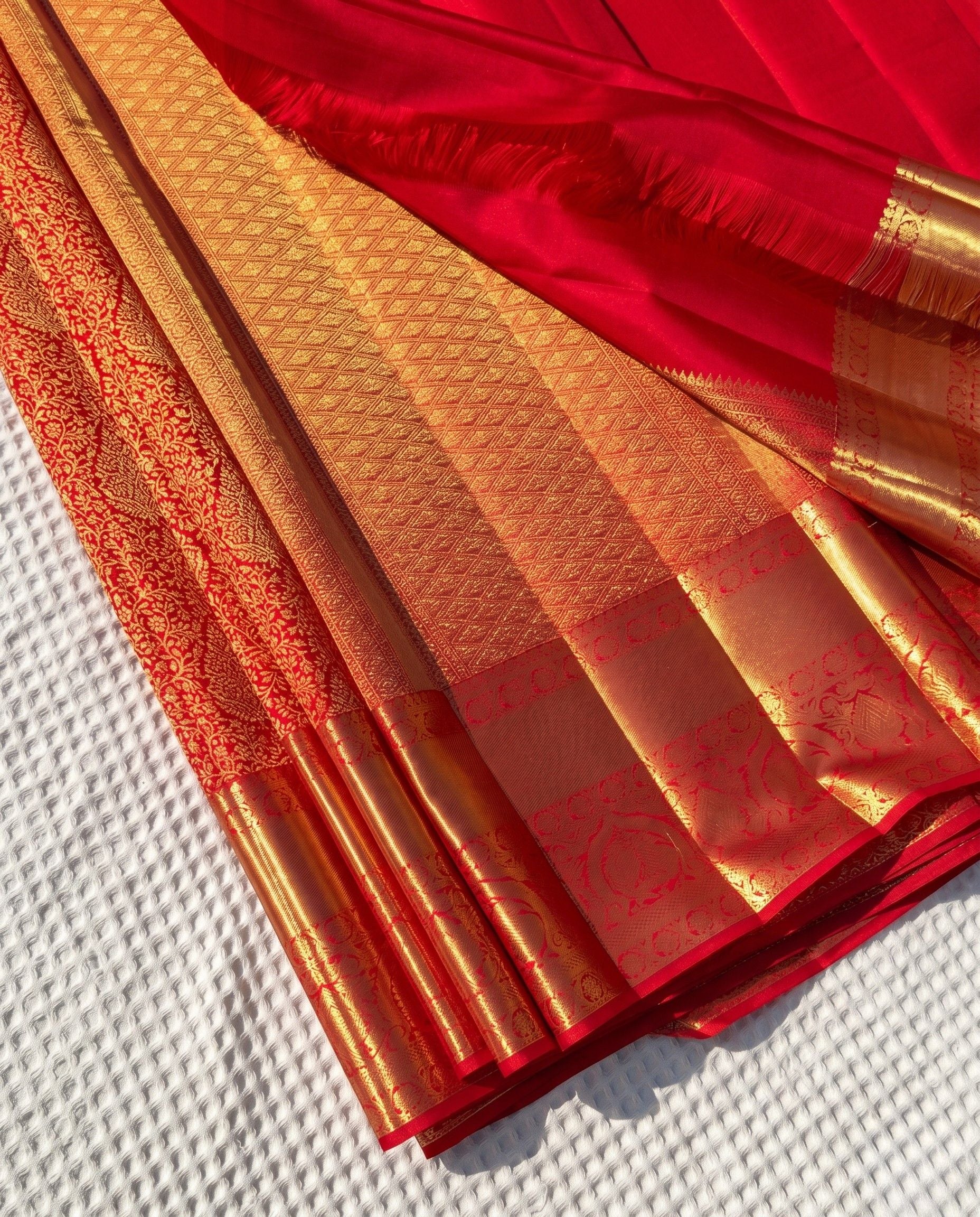 Nishi - Red Gold Traditional Zari Brocade Kanchipuram Silk Saree
