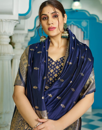 Shanti Blue Banarasi Silk Saree