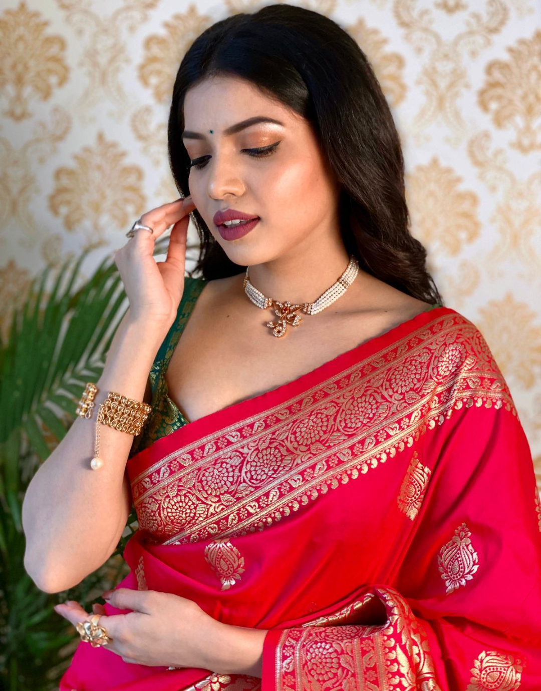 Kaveri PinkishRed Banarasi Silk Saree