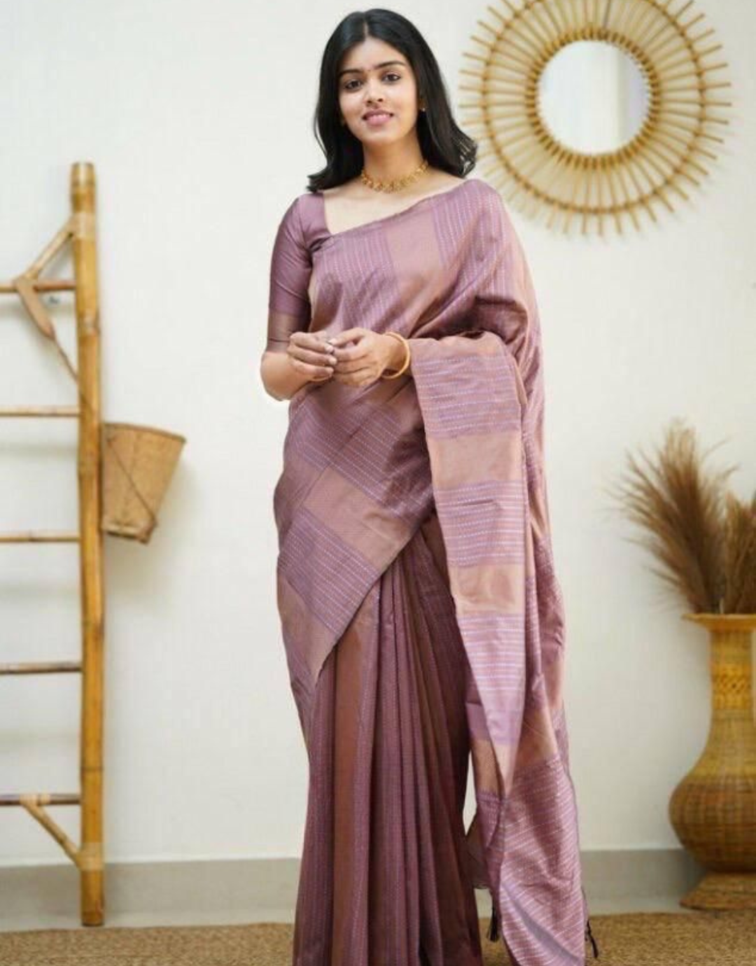 Vruti Pastel Purple Soft Silk Saree With Blouse