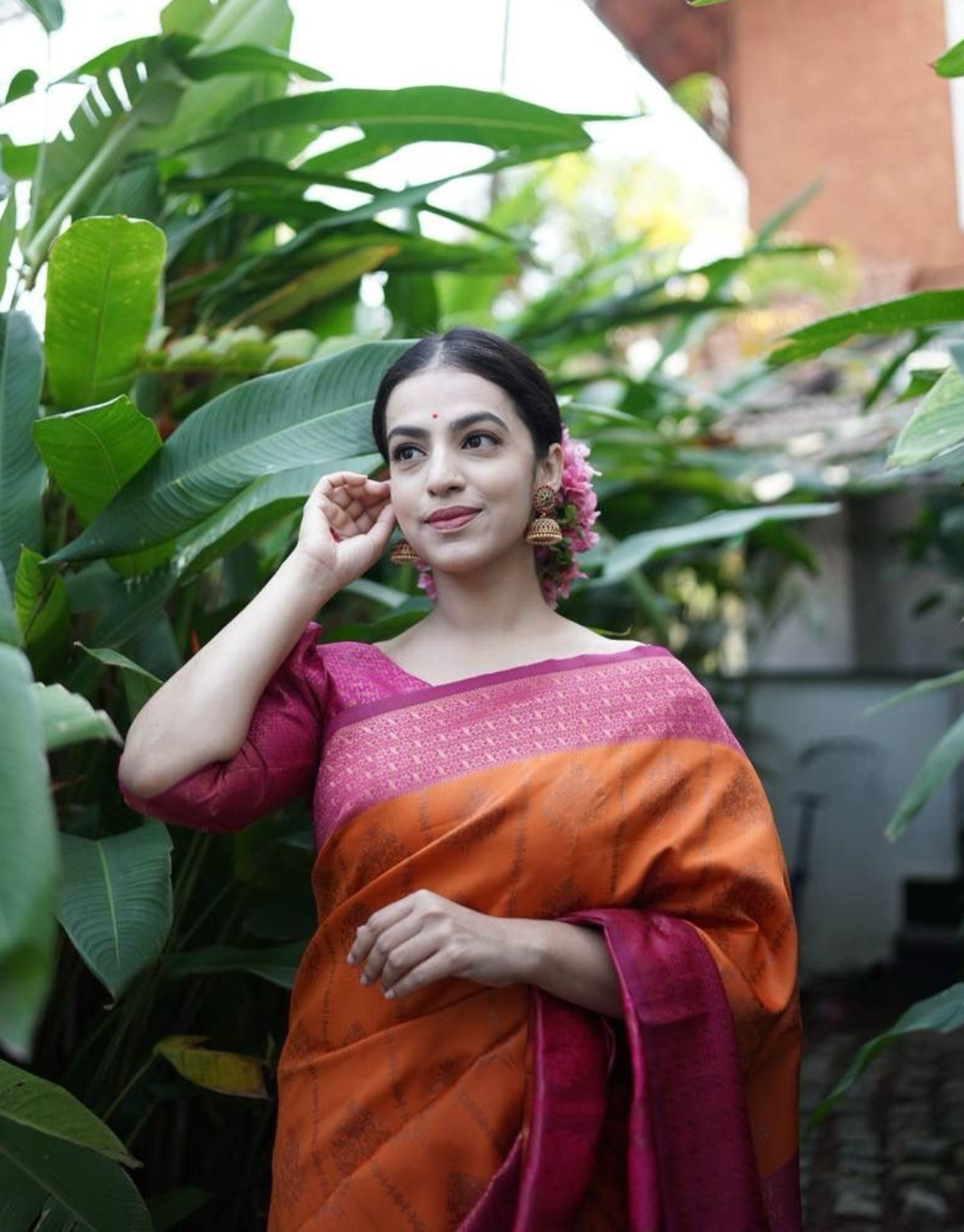 Omee Orange Banarasi Silk Saree