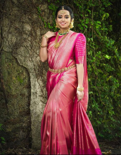 Veer DarkPink Soft Silk Saree