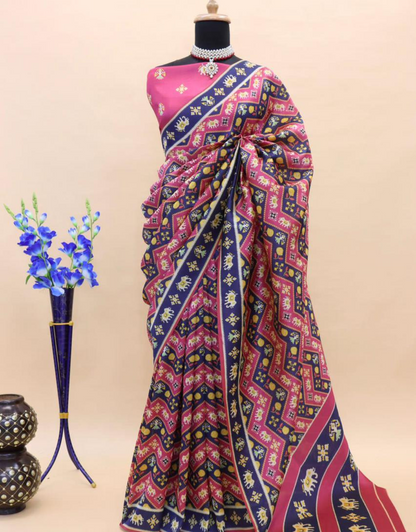 Priyanka Pink Patola Soft Silk Saree