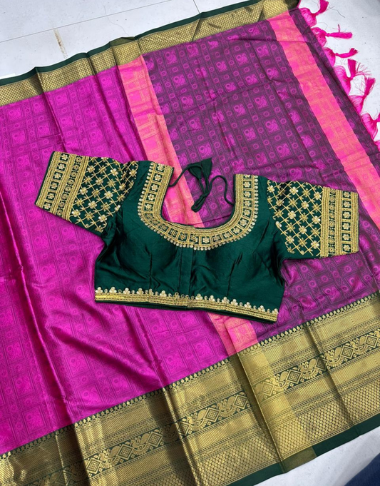 Aarya Pink Cotton Silk Saree