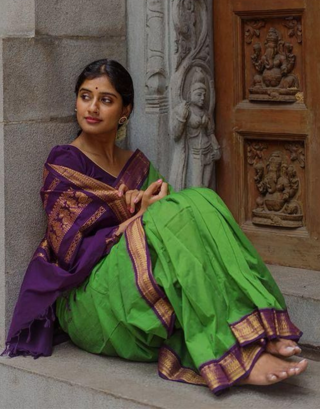 Bhavna ToxicGreen Linen Cotton Saree