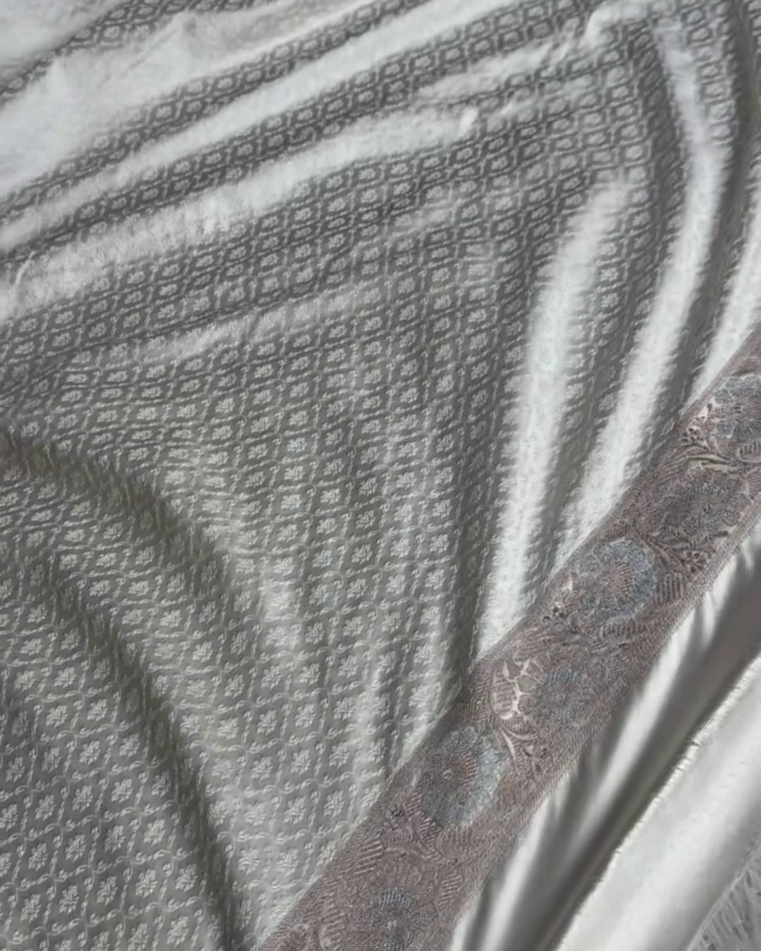 Manya - Ivory White Silver Zari Banarasi Saree