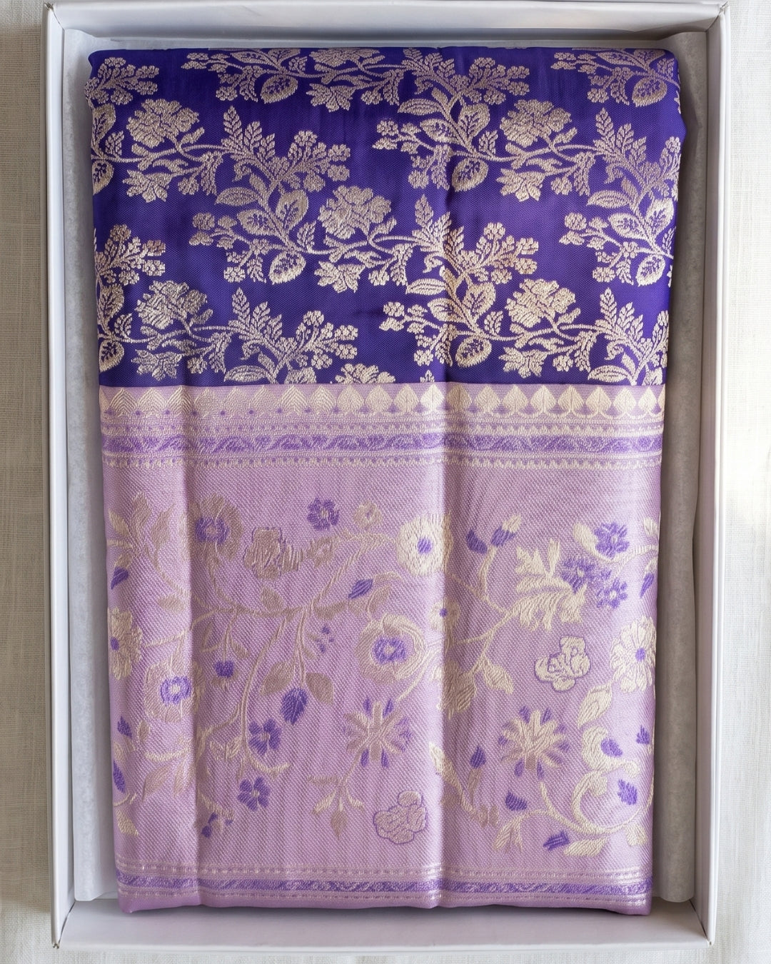 Aadhira - Lavender Bloom Banarasi Silk Saree
