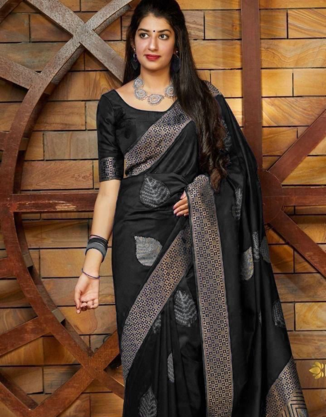 Cardi Balck Soft Silk Saree