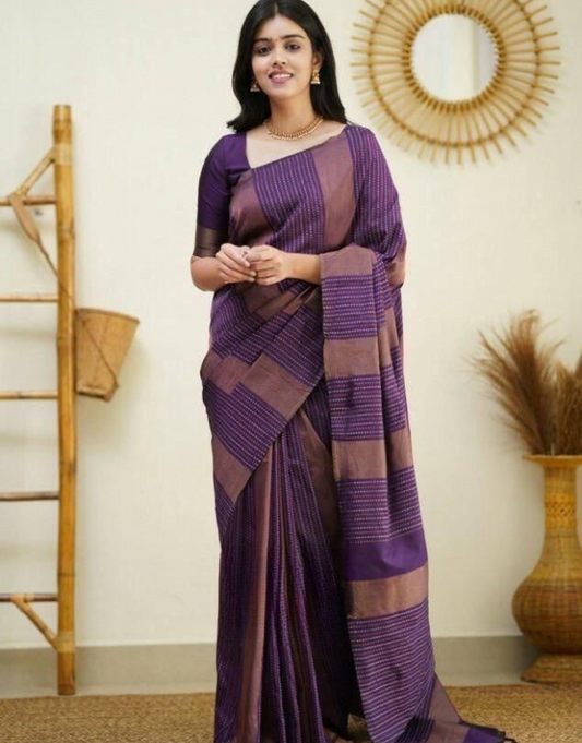 Vruti Purple Soft Silk Saree With Blouse