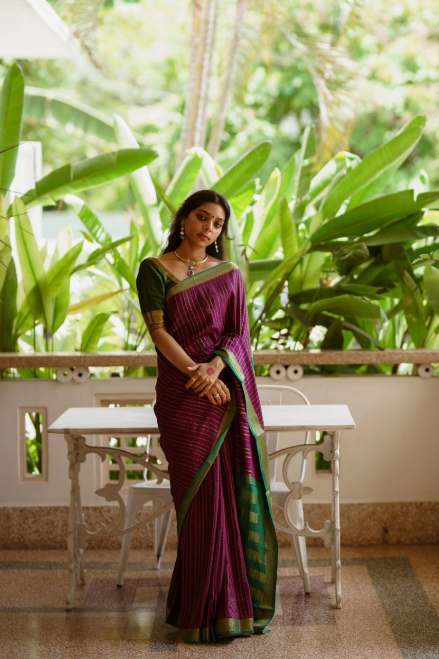 Amethyst Shine - Handwoven Silk Saree