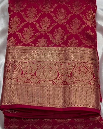 Haniya - Premium Pink Woven Banarasi Silk Saree