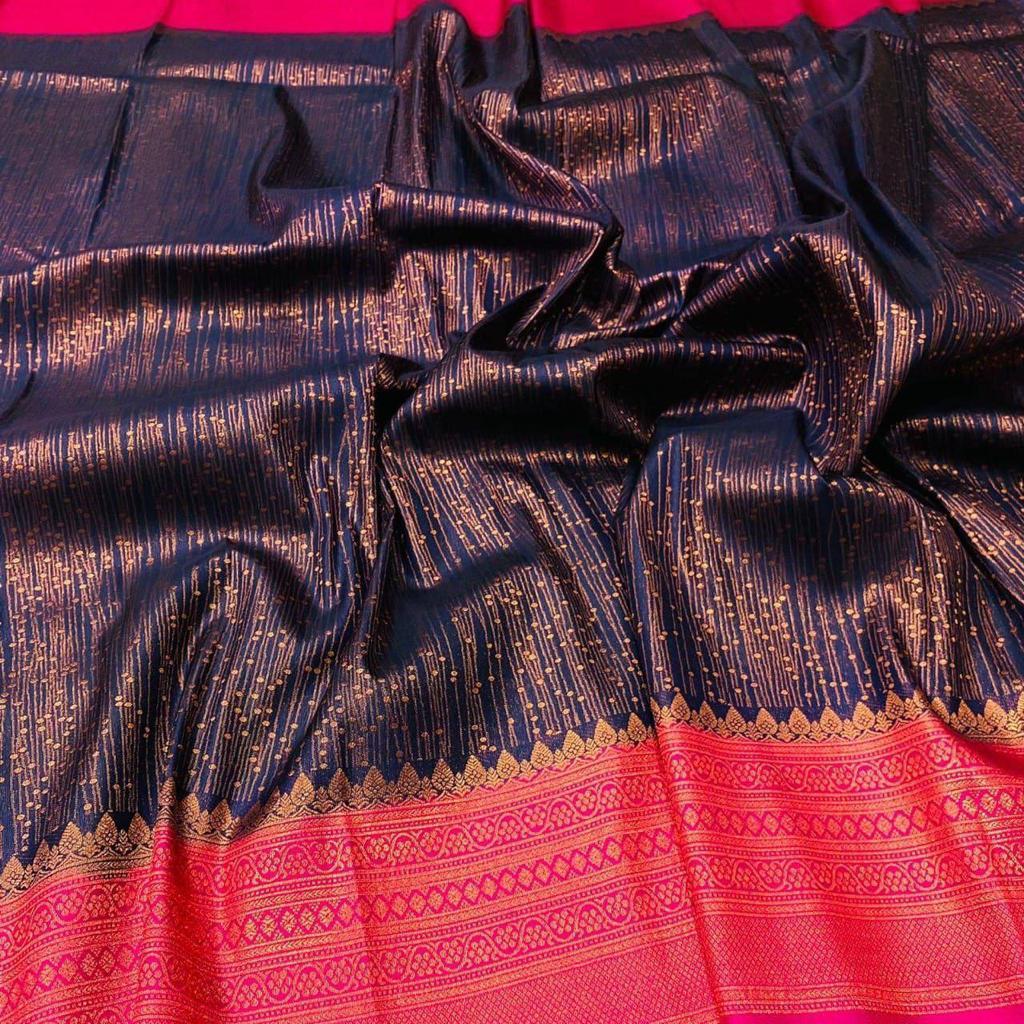 Outstanding Azure Soft Banarasi Silk Saree