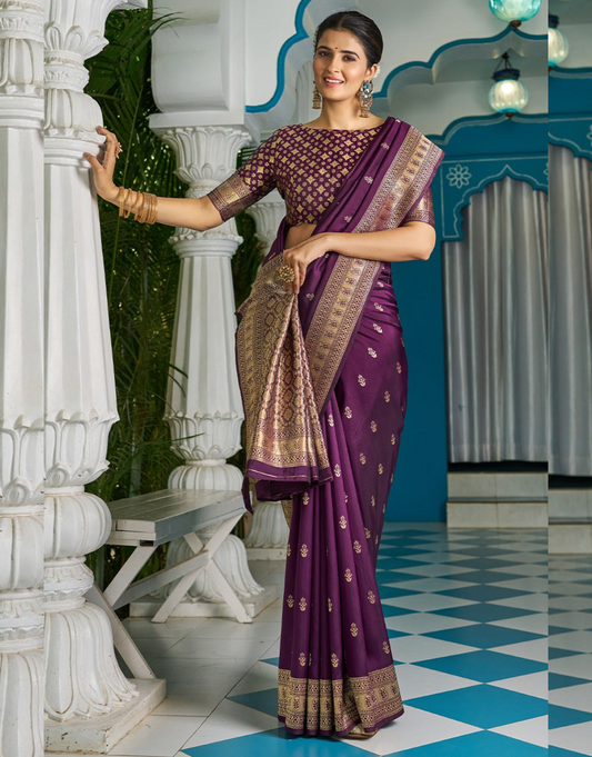 Shanti Purple Banarasi Silk Saree