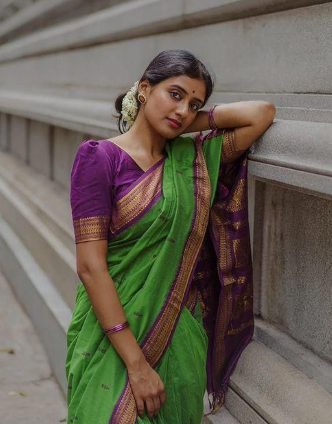 Bhavna ToxicGreen Linen Cotton Saree