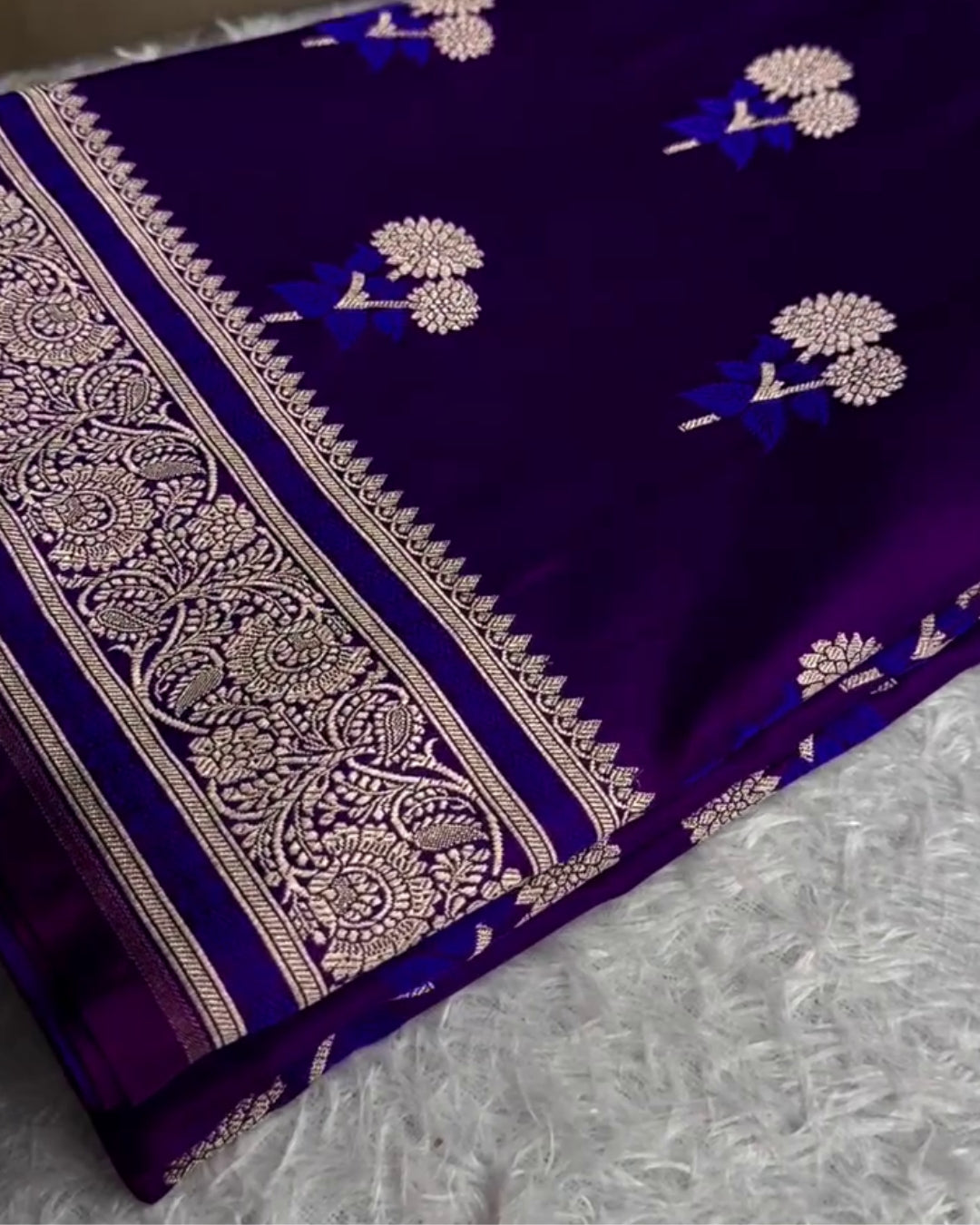 Manjari - Royal Purple Silver Zari Banarasi Saree