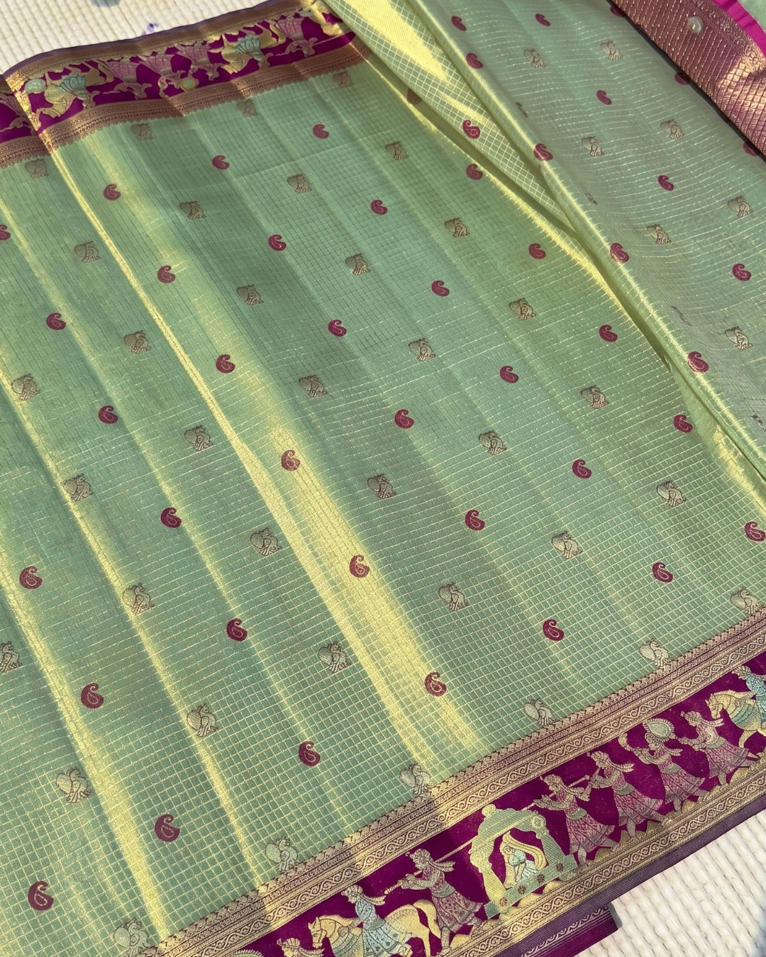Kairavi - Mint Banarasi Silk Royal Saree
