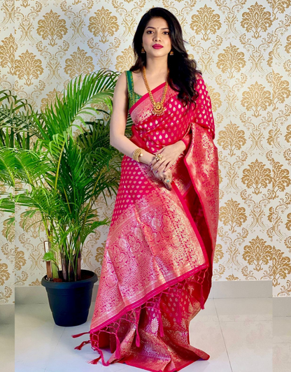 Radhi Pink Banarasi Silk Saree