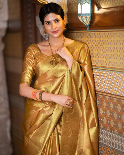 Golden Bloom - Banarasi Silk Saree