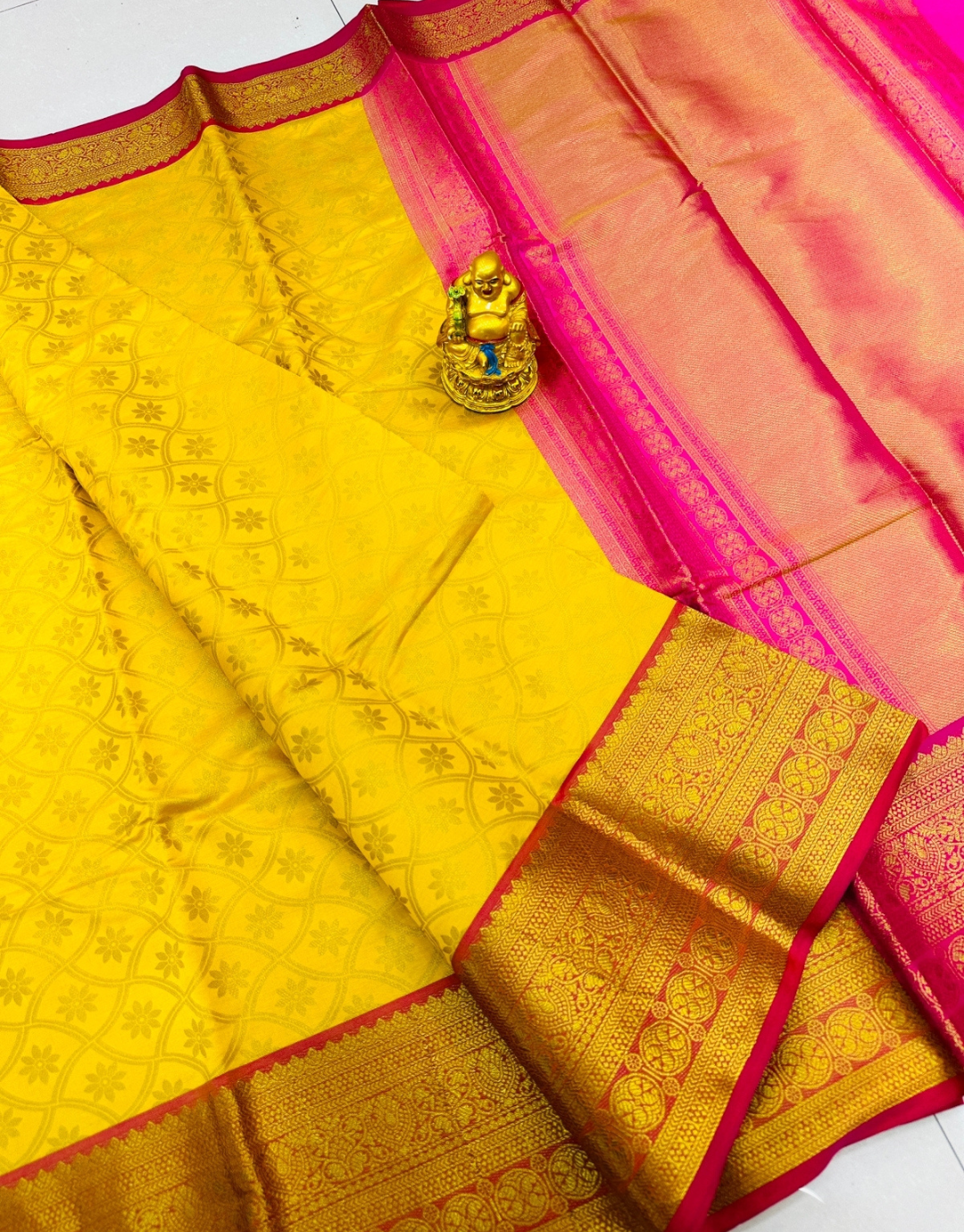 Sanjana Yellow Banarasi Silk Saree