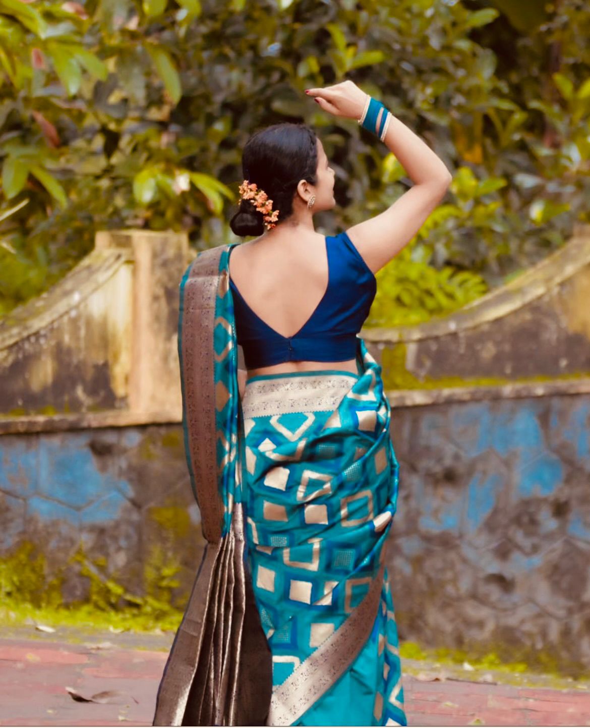 Lila CyanBlue Soft Silk Saree