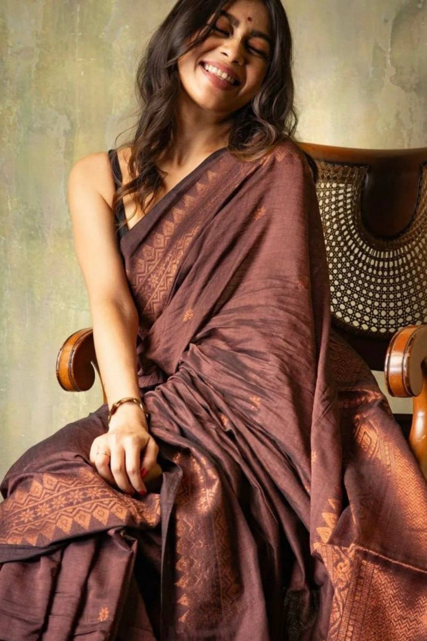 Sunrise Zephyr - Coffee Soft Silk Saree