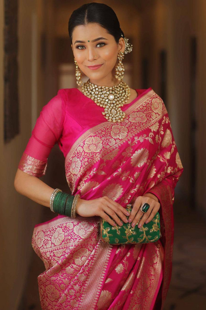 Burnished Sunbeam - Ruby Lichi Soft Silk Saree