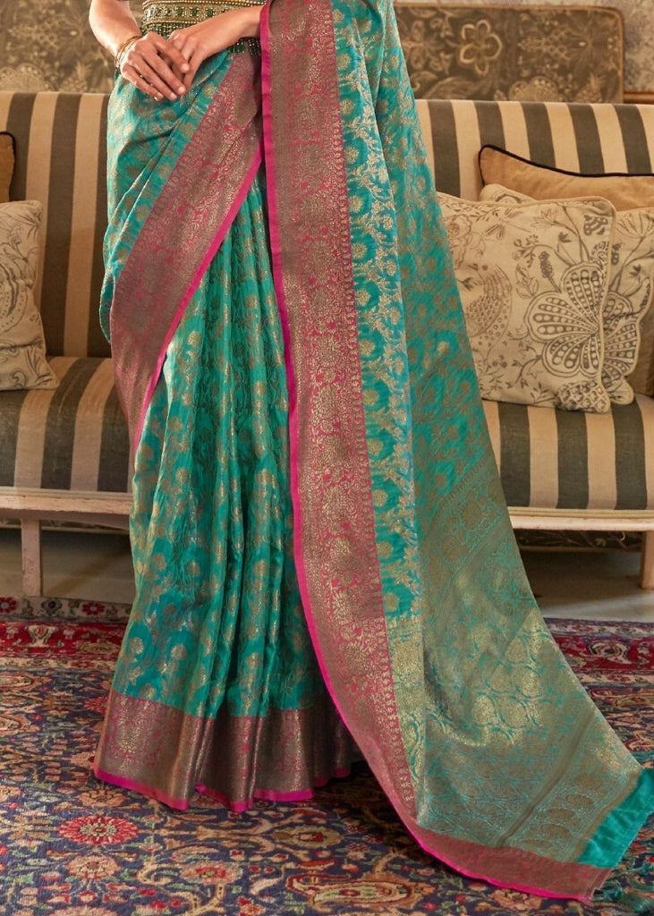 Turtle Green Keri Kanjivaram Silk Saree