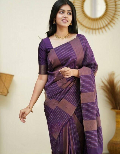 Vruti Purple Soft Silk Saree With Blouse