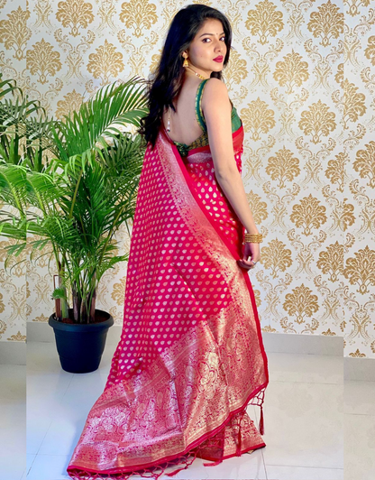 Radhi Pink Banarasi Silk Saree