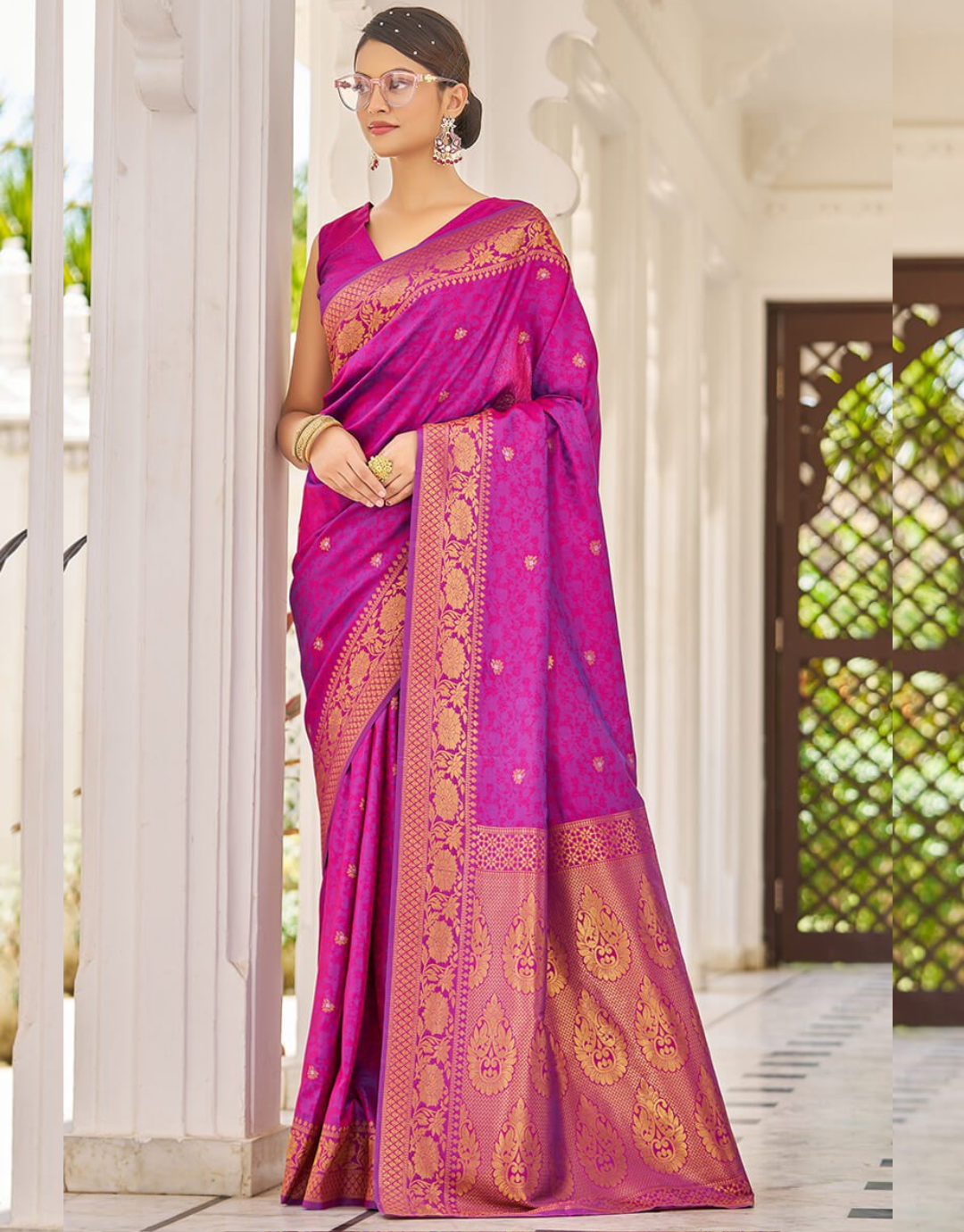 Pink Daisy Kanjivaram Silk Saree