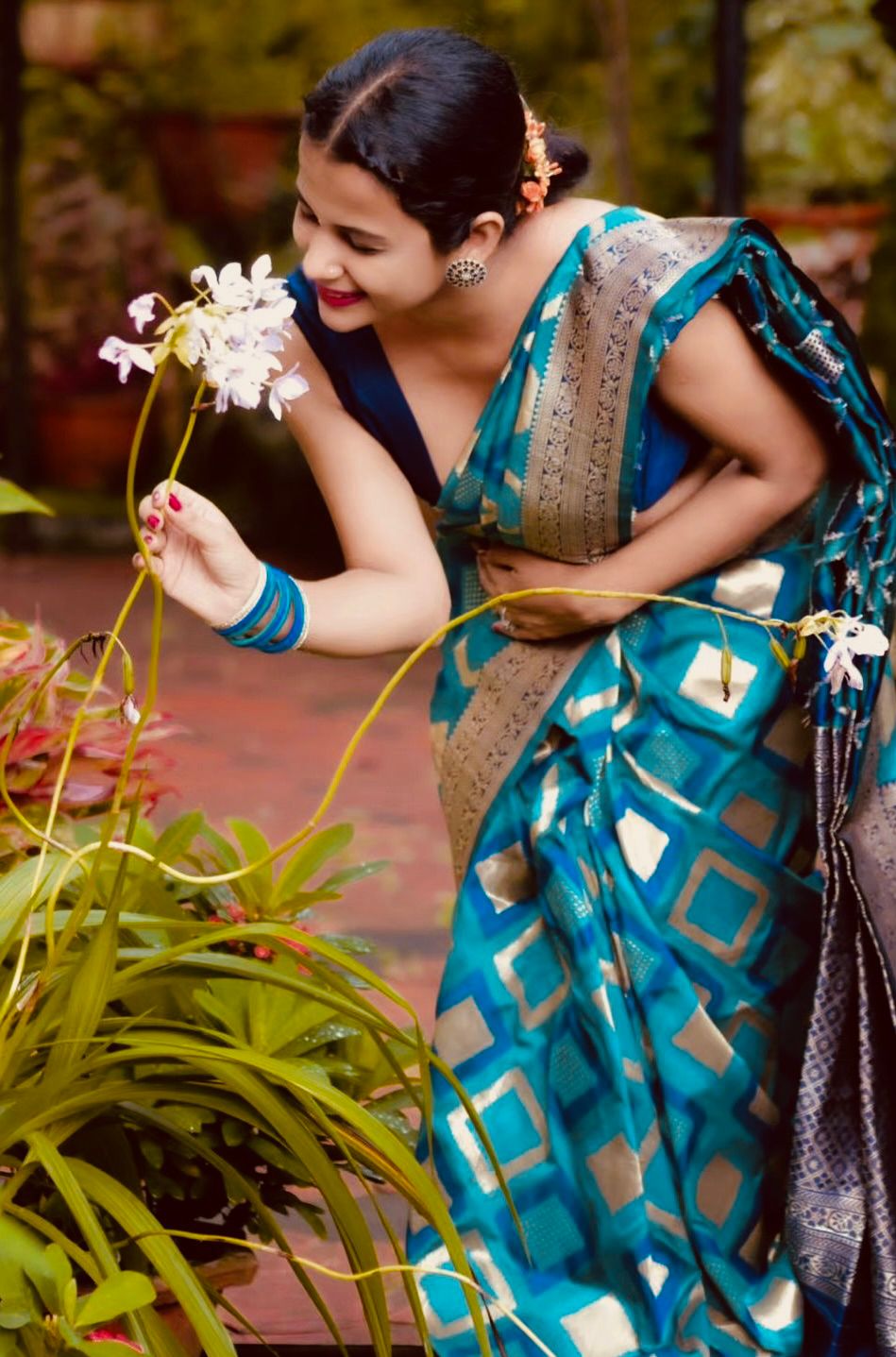 Lila CyanBlue Soft Silk Saree