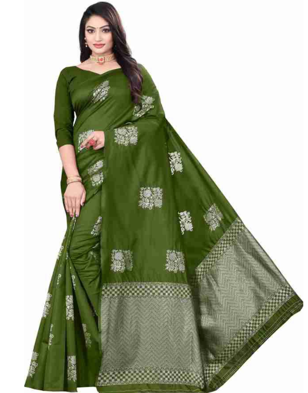 Eva LeafGreen Soft Silk Saree