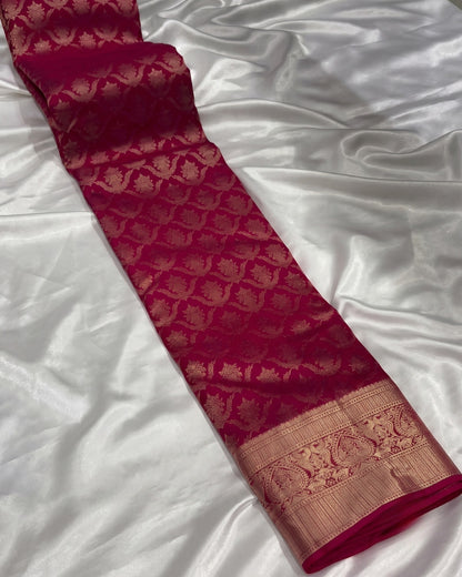 Haniya - Premium Pink Woven Banarasi Silk Saree