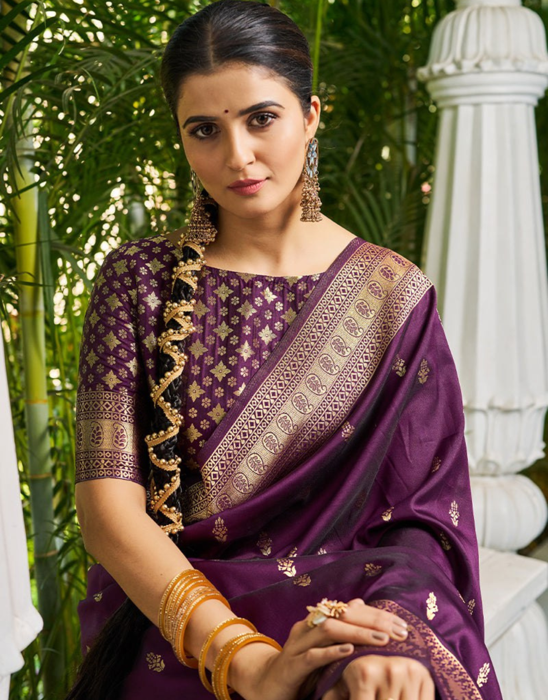 Shanti Purple Banarasi Silk Saree