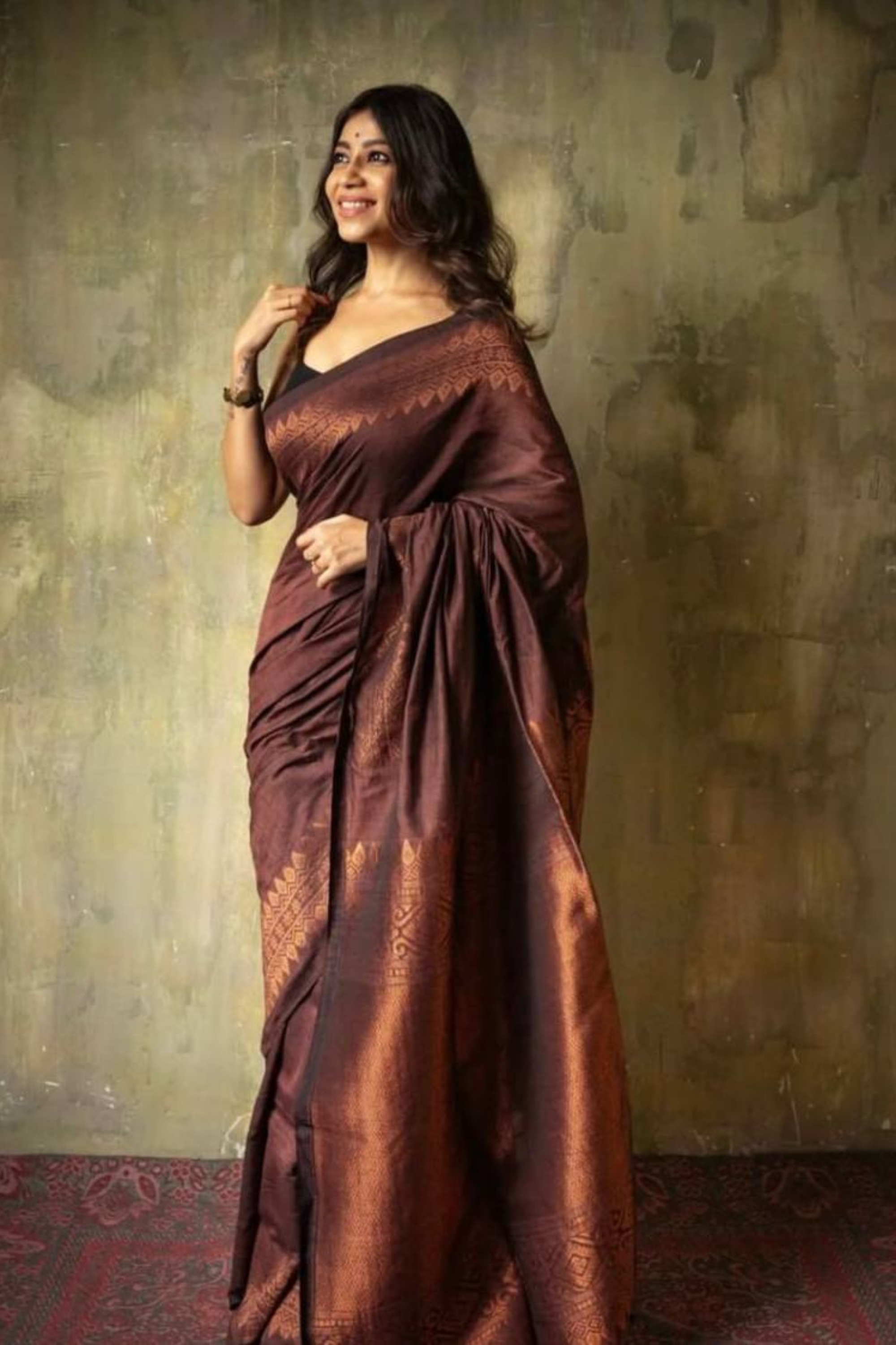 Sunrise Zephyr - Coffee Soft Silk Saree