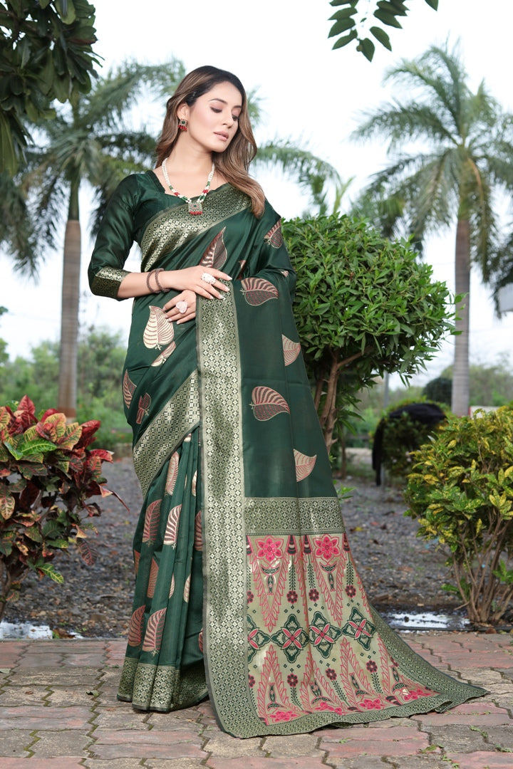 Janu Green Soft Silk Saree