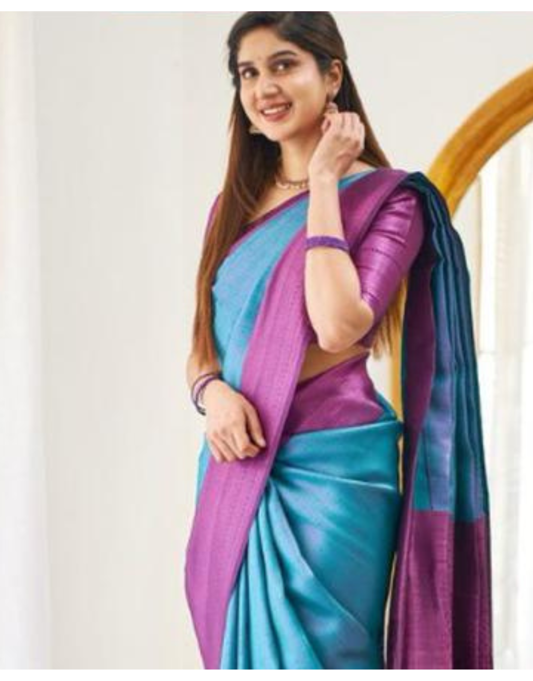 Jivika Fountain Blue Kanchipuram Silk Saree