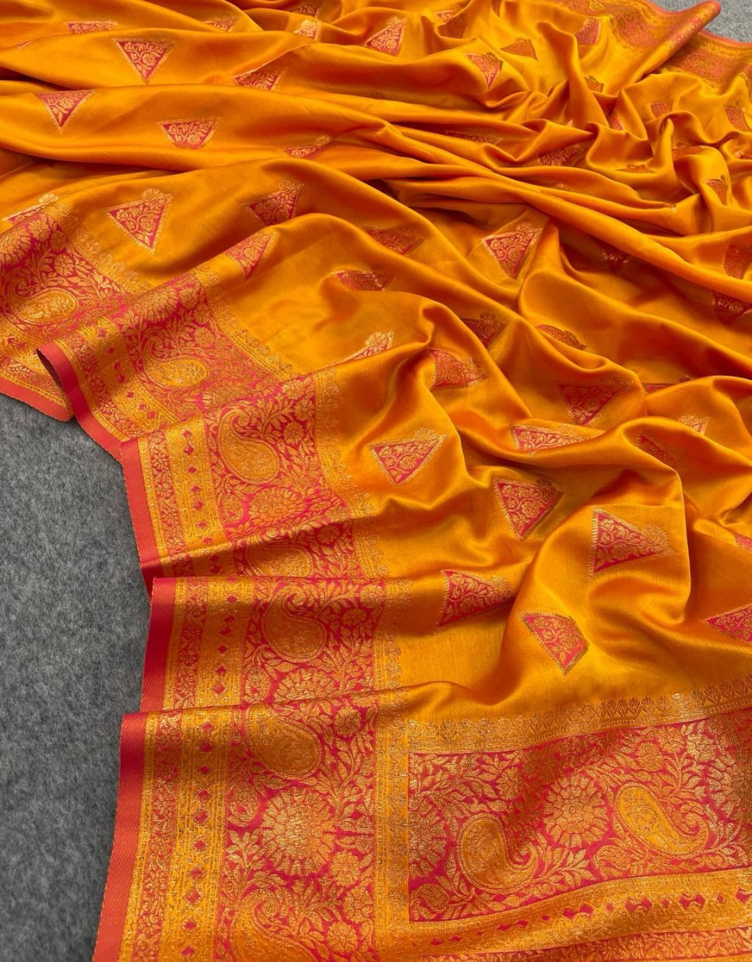 Lalita Yellow Banarasi Satin Silk Saree