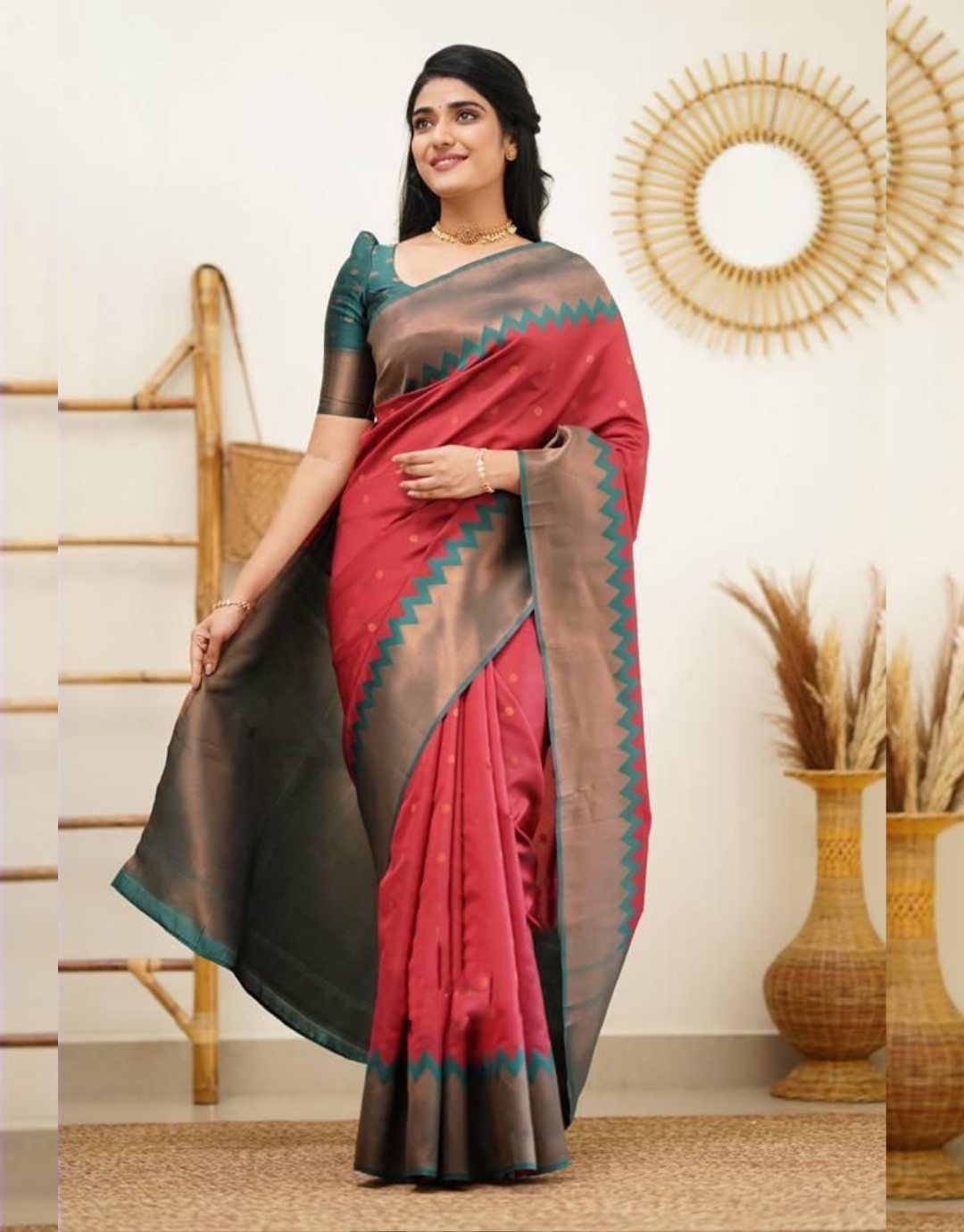 Ishika Red Kanchipuram Saree